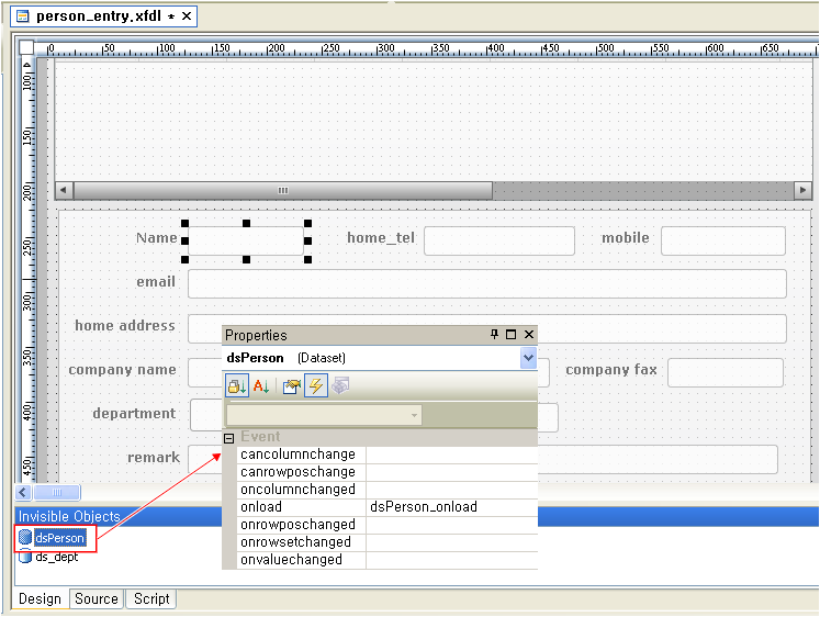 Making the Registration Form (person_entry.xfdl)